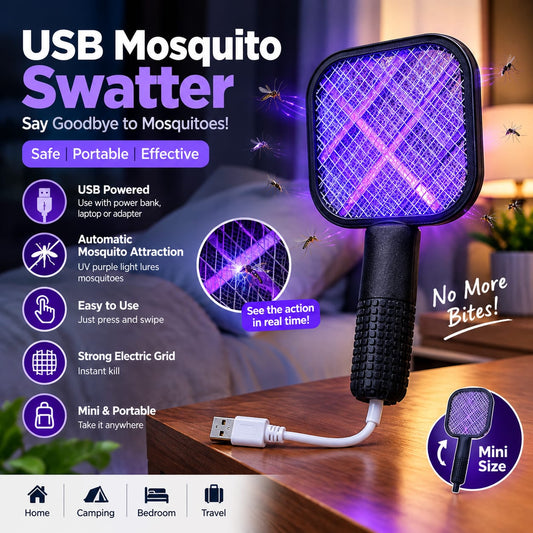 Portable Electric Mosquito Racket – Fly & Mosquito Killer Swatter